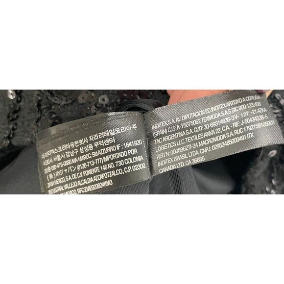 Zara Womens Sequin Blazer Jacket XS Black Fringe Textured Cropped 9659/630 NWT - Picture 10 of 16